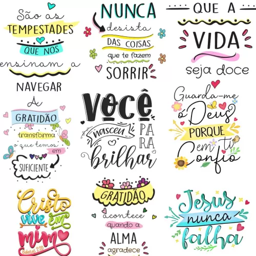 Lettering – Frases em Png para diversos itens – Combo