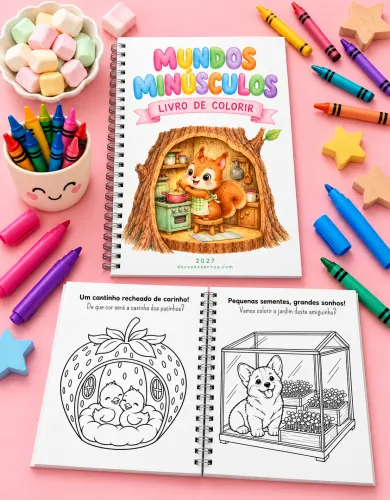 Livro de Colorir Mundos Minúsculos 2027 com páginas internas para colorir