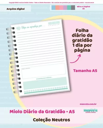 Miolo Diário da Gratidão - A5 - Neutros