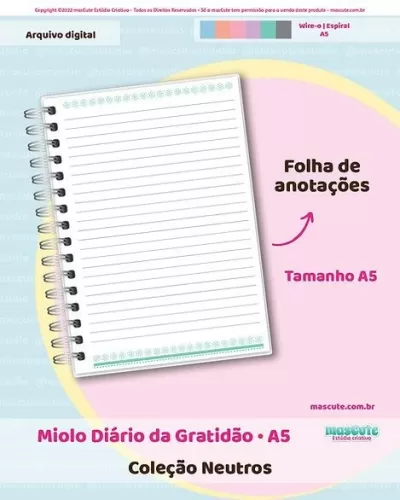 Miolo Diário da Gratidão - A5 - Neutros