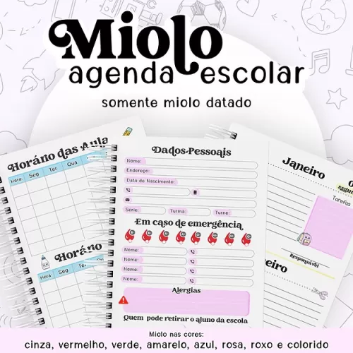 Miolo escolar datado – Colors – Candy Design