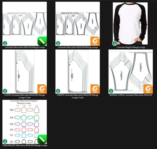 Molde de Costura Para Imprimir Camiseta - 41 - Camiseta Raglan Manga Longa (GG ao G5)