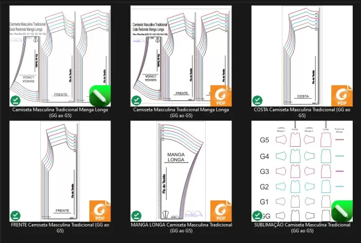 Molde de Costura Para Imprimir Camiseta - 43 - Camiseta Tradicional Manga Longa (GG ao G5)
