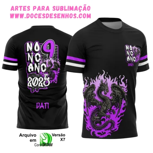 Nono Ano 2025 – Camiseta Escolar com Estilo Dragão Nono Ano 2025 – Camiseta Escolar com Estilo Dragão