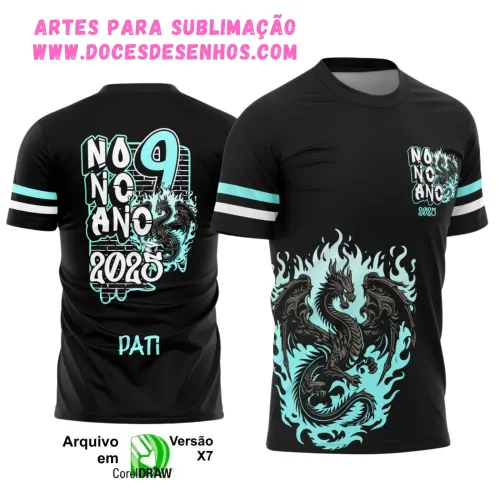 Nono Ano 2025 – Camiseta Escolar com Estilo Dragão Nono Ano 2025 – Camiseta Escolar com Estilo Dragão