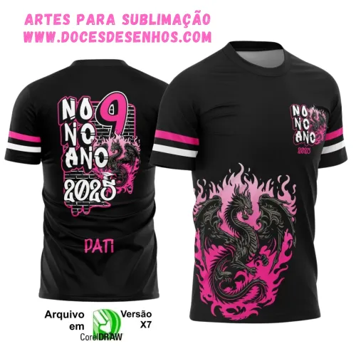 Nono Ano 2025 – Camiseta Escolar com Estilo Dragão Nono Ano 2025 – Camiseta Escolar com Estilo Dragão