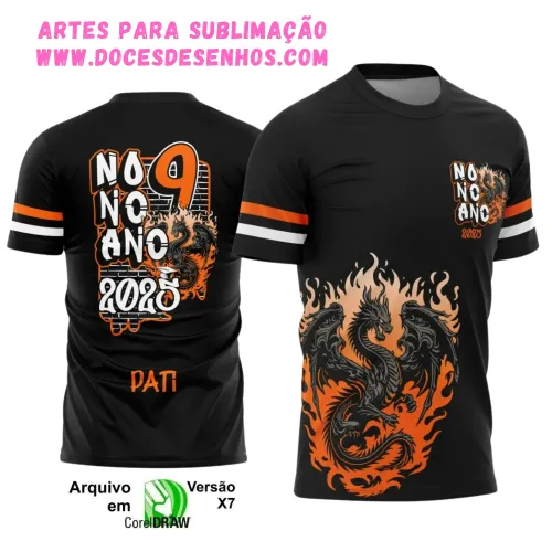 Nono Ano 2025 – Camiseta Escolar com Estilo Dragão Nono Ano 2025 – Camiseta Escolar com Estilo Dragão