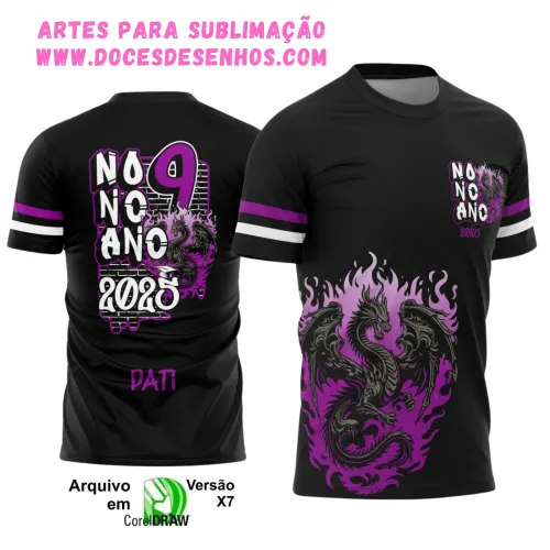 Nono Ano 2025 – Camiseta Escolar com Estilo Dragão Nono Ano 2025 – Camiseta Escolar com Estilo Dragão