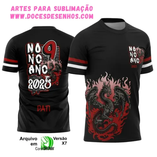 Nono Ano 2025 – Camiseta Escolar com Estilo Dragão Nono Ano 2025 – Camiseta Escolar com Estilo Dragão