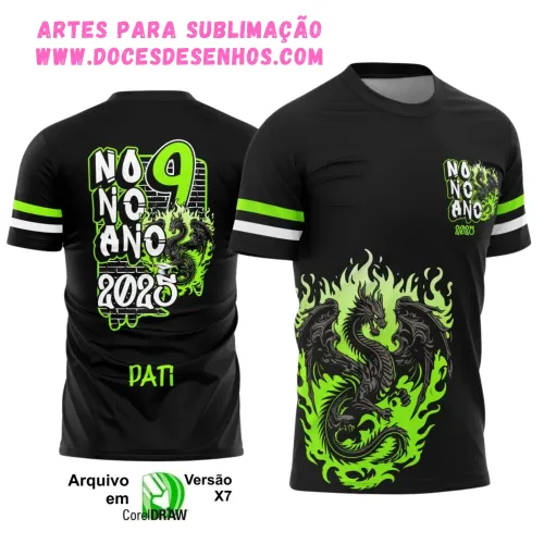 Nono Ano 2025 – Camiseta Escolar com Estilo Dragão Nono Ano 2025 – Camiseta Escolar com Estilo Dragão