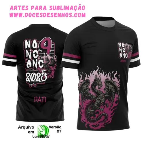 Nono Ano 2025 – Camiseta Escolar com Estilo Dragão Nono Ano 2025 – Camiseta Escolar com Estilo Dragão