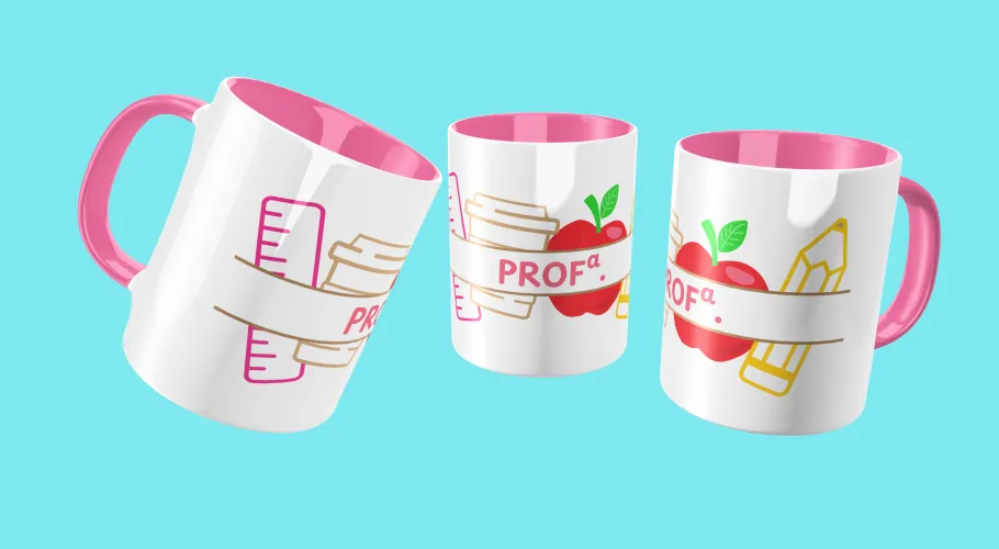 Pack digital com 17 artes para canecas de professora