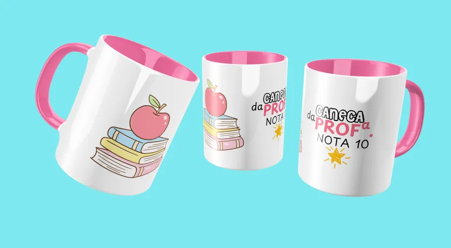 Pack digital com 17 artes para canecas de professora