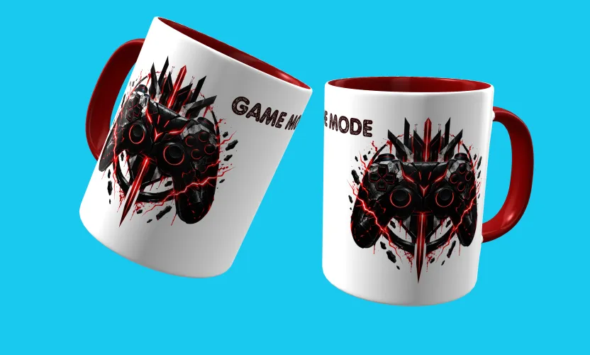 Caneca com visual marcante para fãs de games e cultura geek, trazendo um logo estiloso e uma estampa gamer dark impressionante e cheia de atitude estampada