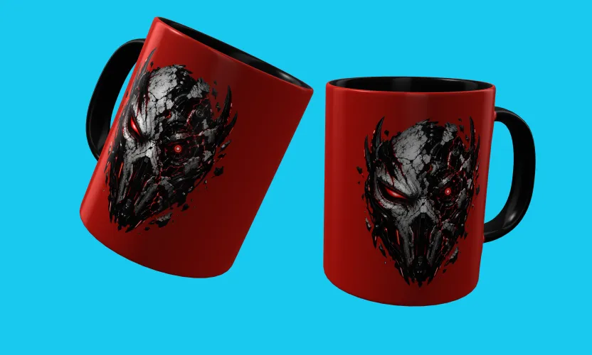 Caneca com visual marcante para fãs de games e cultura geek, trazendo um logo estiloso e uma estampa gamer dark impressionante e cheia de atitude estampada