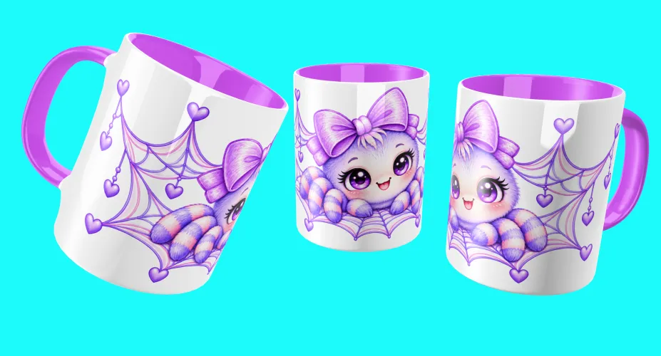 Mockup de canecas com dois morceguinhos fofos, pirulito, cupcake e biscoitos
Mockup de canecas com aranhinha lilás fofa em teia com corações
Mockup de canecas com morceguinho fofo, doces, pirulitos e lua
Mockup de canecas com dragão bruxinho fofo, caldeirão e poções
Mockup de canecas com gatinha bruxinha fofa, caldeirão e doces
Mockup de canecas com morceguinho fofo abraçando almofada entre doces e lua
Mockup de canecas com fantasminha confeiteiro, bolo e carrinho de doces