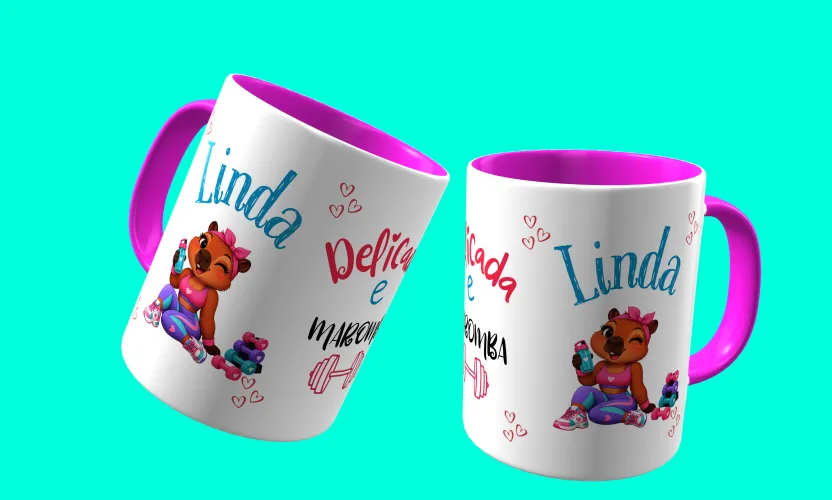 Camisa e caneca estilosa com animais fitness cute
