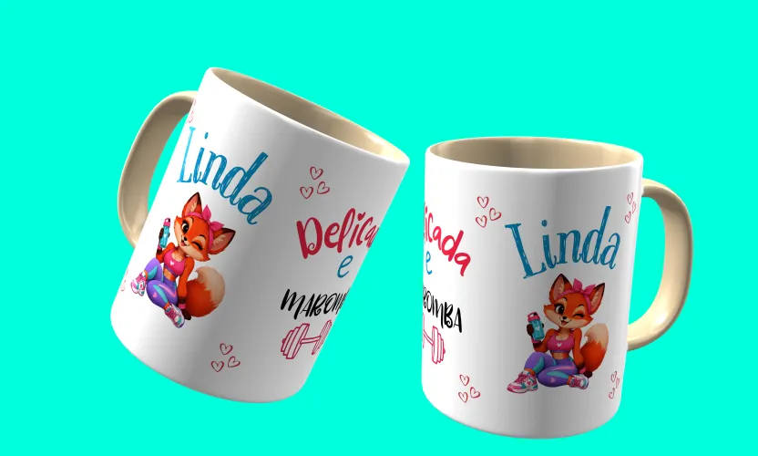 Camisa e caneca estilosa com animais fitness cute
