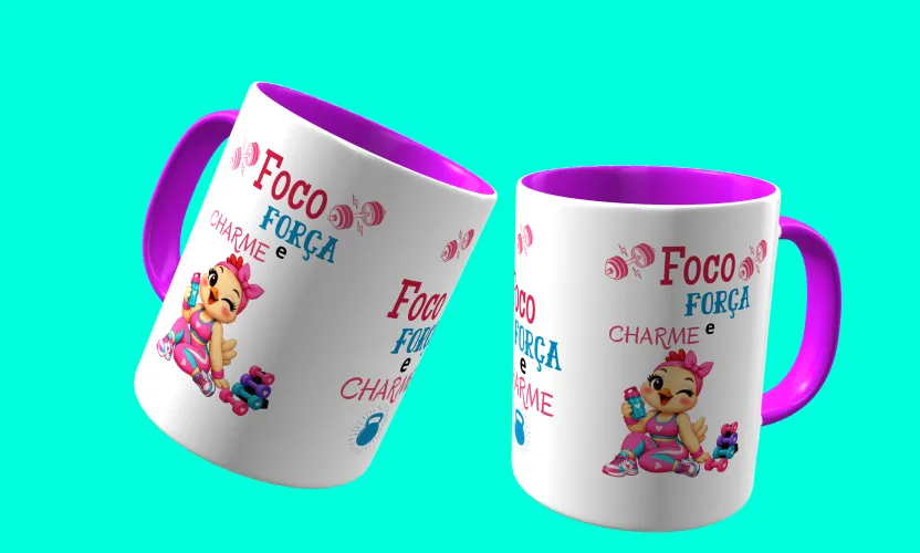 Camisa e caneca estilosa com animais fitness cute