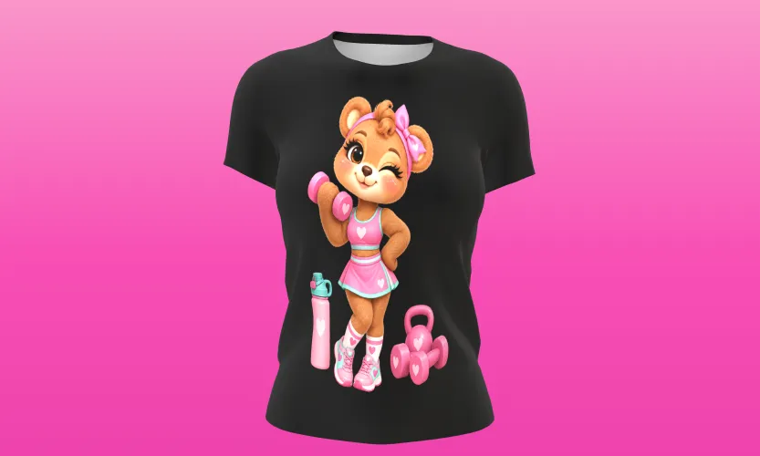 Camisa e caneca estilosa com animais fitness cute