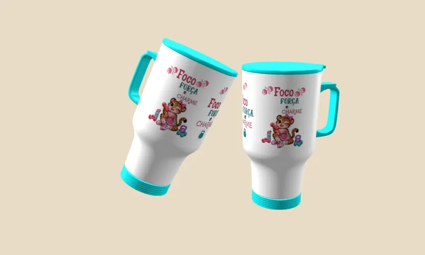 Camisa e caneca estilosa com animais fitness cute