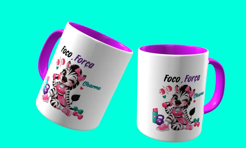 Camisa e caneca estilosa com animais fitness cute