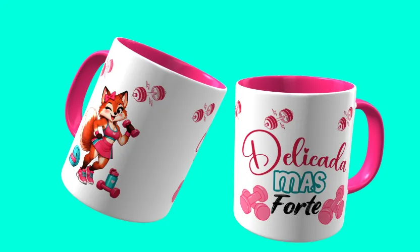 Camisa e caneca estilosa com animais fitness cute