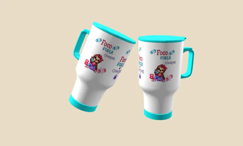 Camisa e caneca estilosa com animais fitness cute