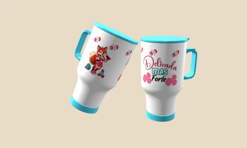 Camisa e caneca estilosa com animais fitness cute