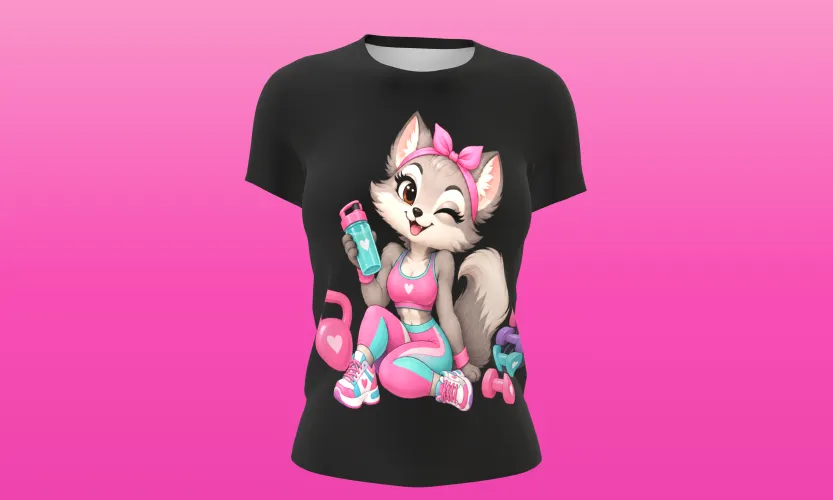 Camisa e caneca estilosa com animais fitness cute