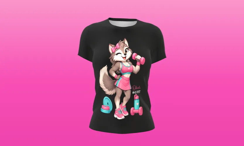 Camisa e caneca estilosa com animais fitness cute