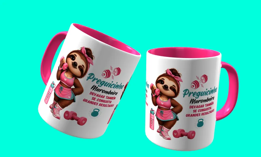 Camisa e caneca estilosa com animais fitness cute