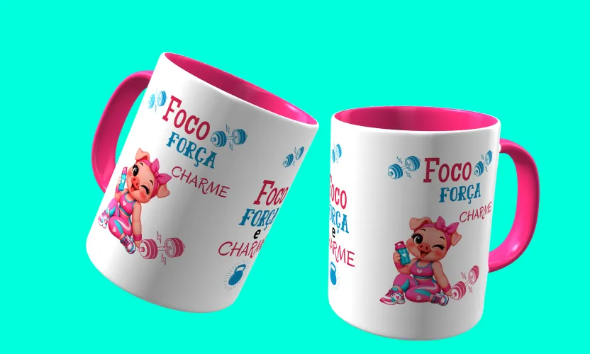 Camisa e caneca estilosa com animais fitness cute