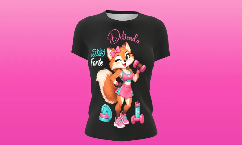 Camisa e caneca estilosa com animais fitness cute