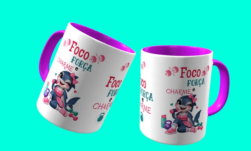 Camisa e caneca estilosa com animais fitness cute