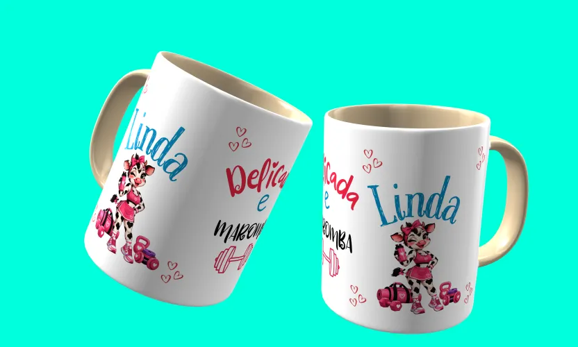 Camisa e caneca estilosa com animais fitness cute