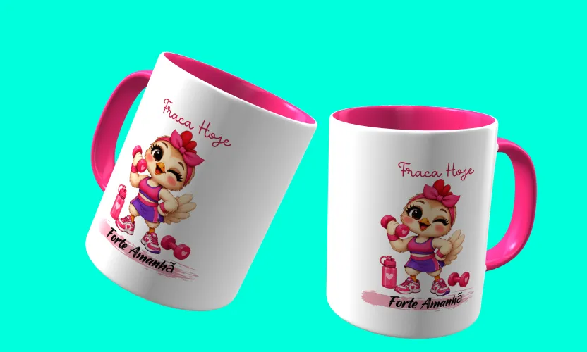 Camisa e caneca estilosa com animais fitness cute