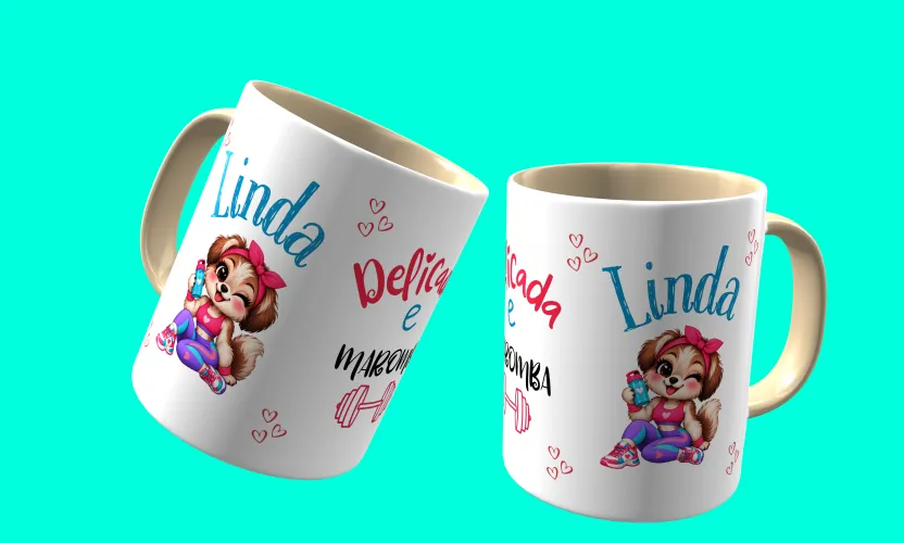 Camisa e caneca estilosa com animais fitness cute