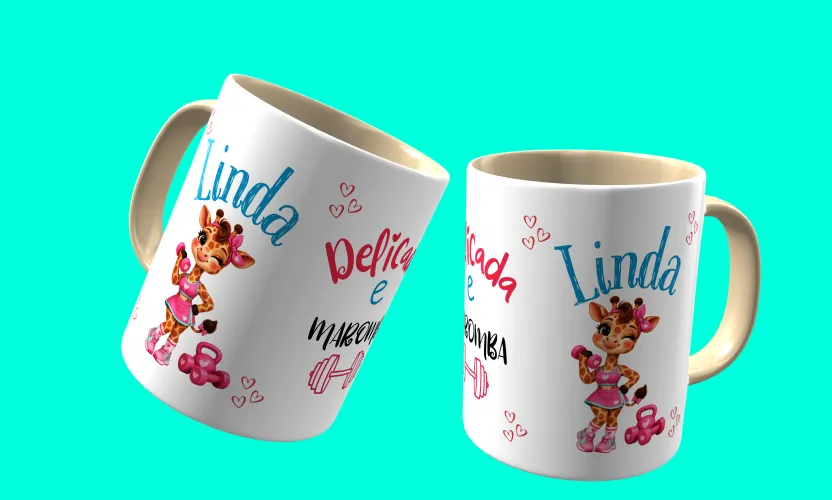 Camisa e caneca estilosa com animais fitness cute