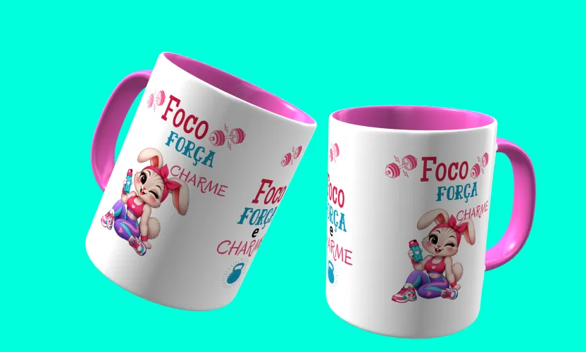 Camisa e caneca estilosa com animais fitness cute