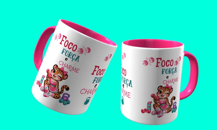 Camisa e caneca estilosa com animais fitness cute