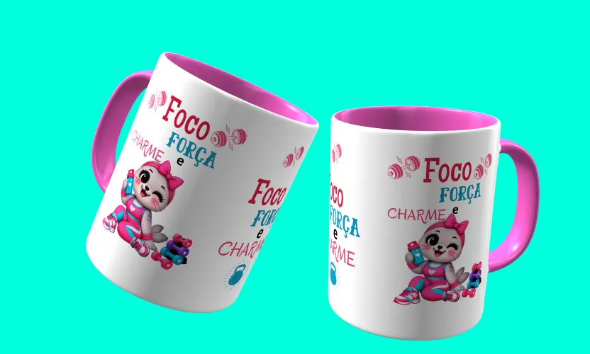 Camisa e caneca estilosa com animais fitness cute