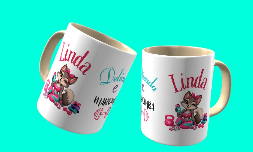 Camisa e caneca estilosa com animais fitness cute
