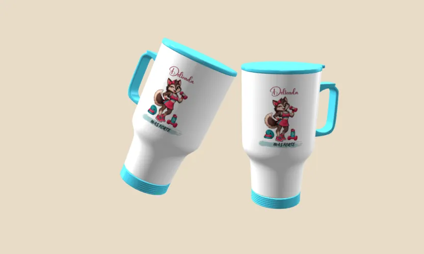 Camisa e caneca estilosa com animais fitness cute