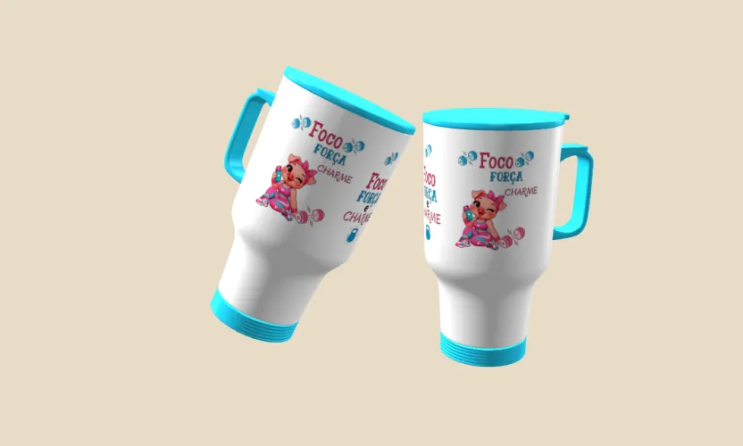 Camisa e caneca estilosa com animais fitness cute