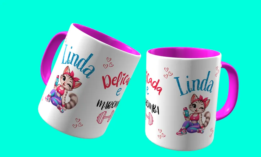 Camisa e caneca estilosa com animais fitness cute