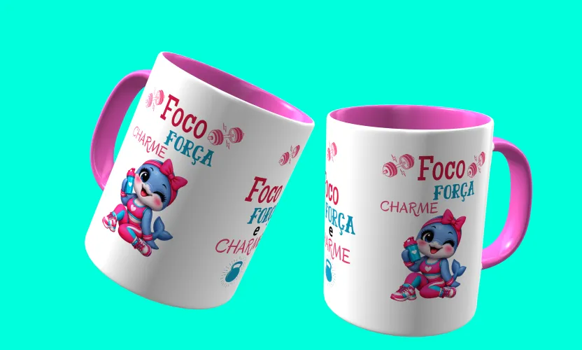 Camisa e caneca estilosa com animais fitness cute