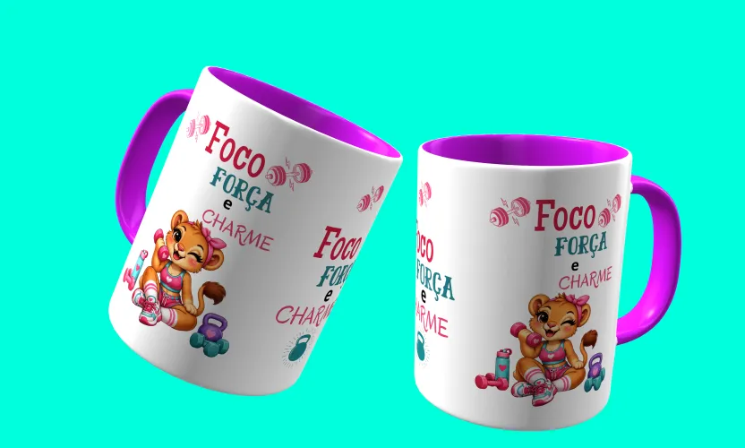 Camisa e caneca estilosa com animais fitness cute