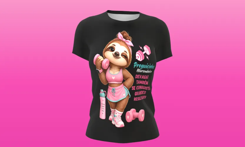 Camisa e caneca estilosa com animais fitness cute
