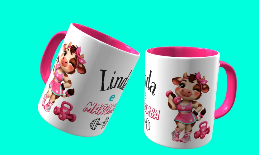 Camisa e caneca estilosa com animais fitness cute